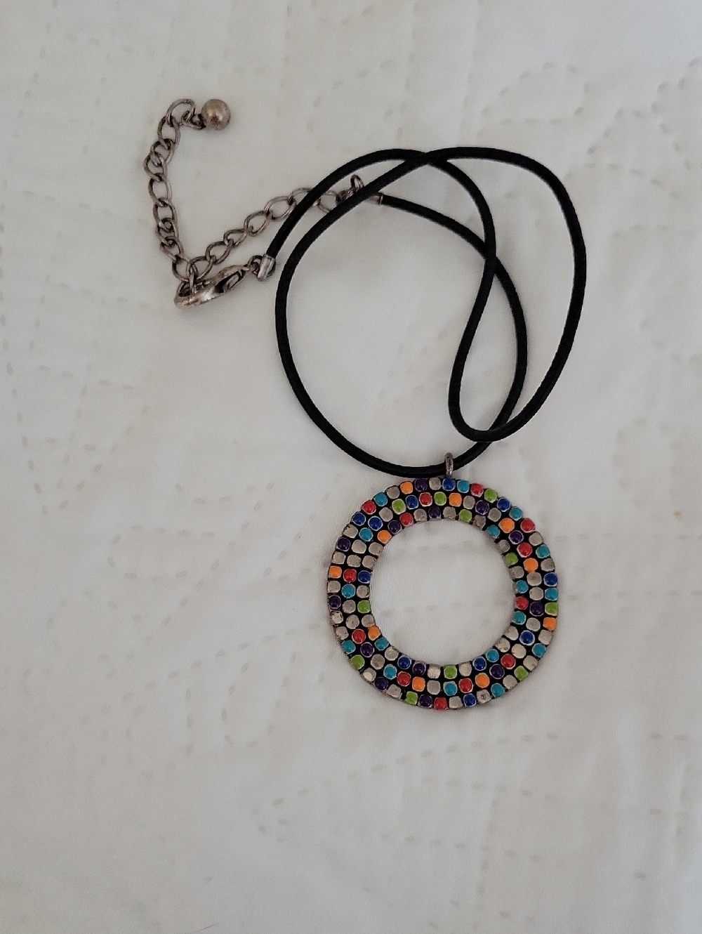 Multicolor Crystal Circle Pendant Necklace